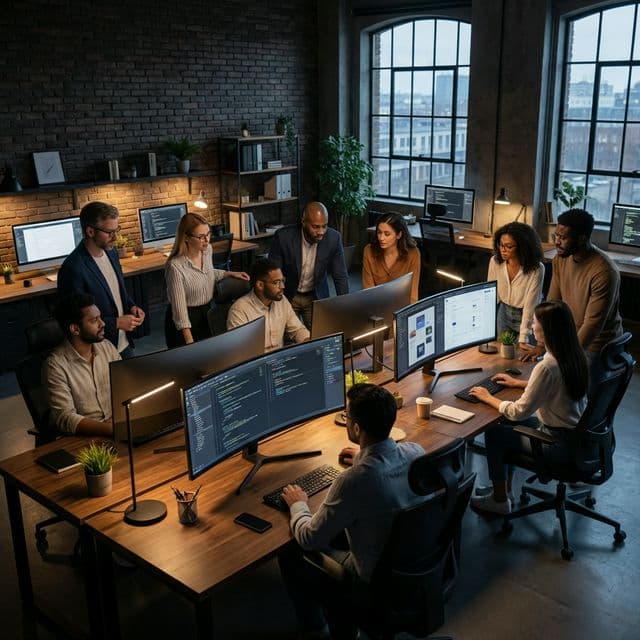 Kliqnet team collaborating in a modern workspace