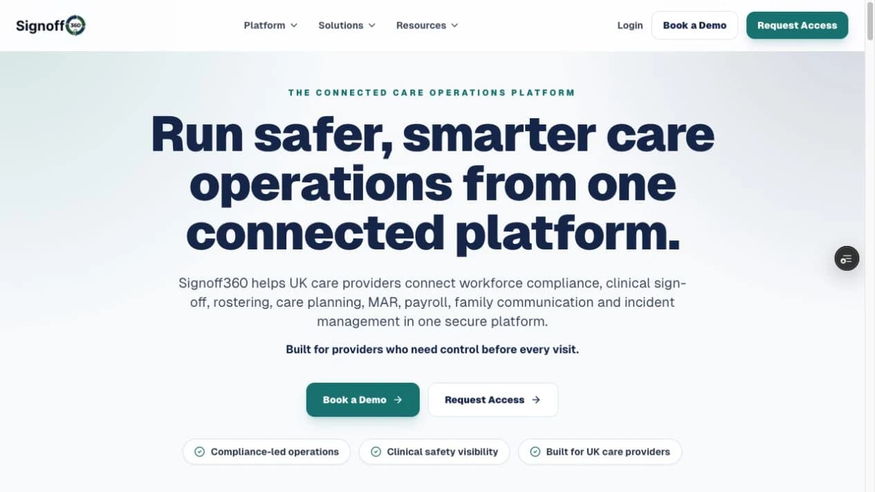 Signoff360 public product overview, captured September 2026.